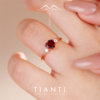 TIANTI heart-shaped pigeon blood red garnet gemstone ring