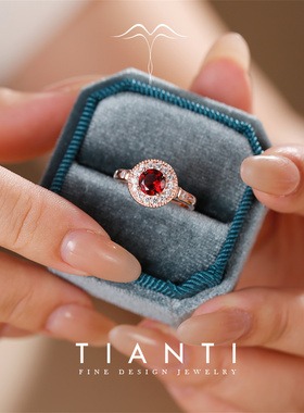 正品带证书复古高级感石榴石戒指