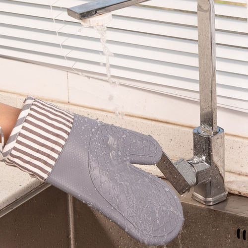 防烫手套加厚隔热防滑耐高温厨房家用硅胶手套烘培烤箱微波炉专用 - 图0