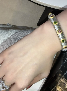 布契意大利拉丝9.6mm宽手镯925银复古老钱风28-30克重