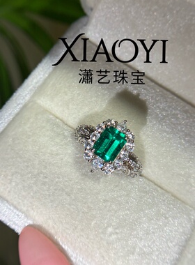 【实验室培育木作祖母绿戒指2ct】权威国检证书925银镀金