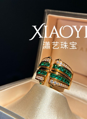 沉金绿老钱风高珠豪镶重工戒指925银绿碧玺人工