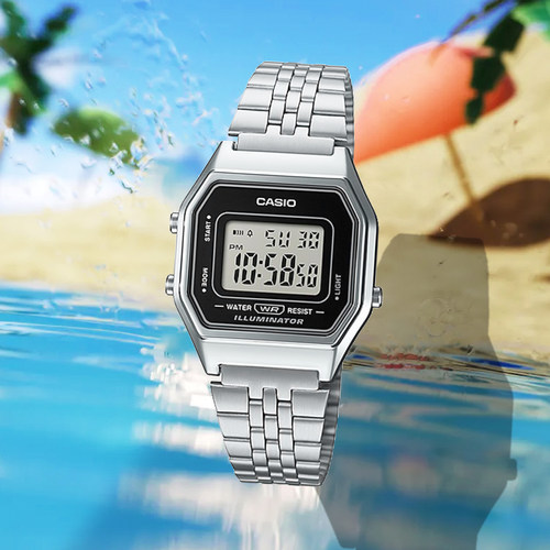 卡西欧电子表男手表女LA670WGA-9D/LA680/A168WAWG-9W方块小金表 - 图1