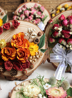 墙挂森系小清新干花木片摆件