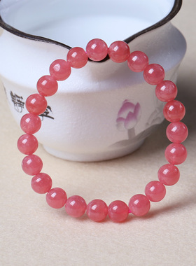母亲节天然红纹石手链礼品水晶