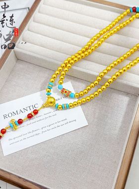 老古法凤祥手作沙金磨砂多圈佛珠