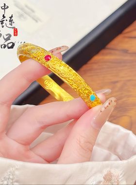 周古法六福金店同款沙金花丝皇后