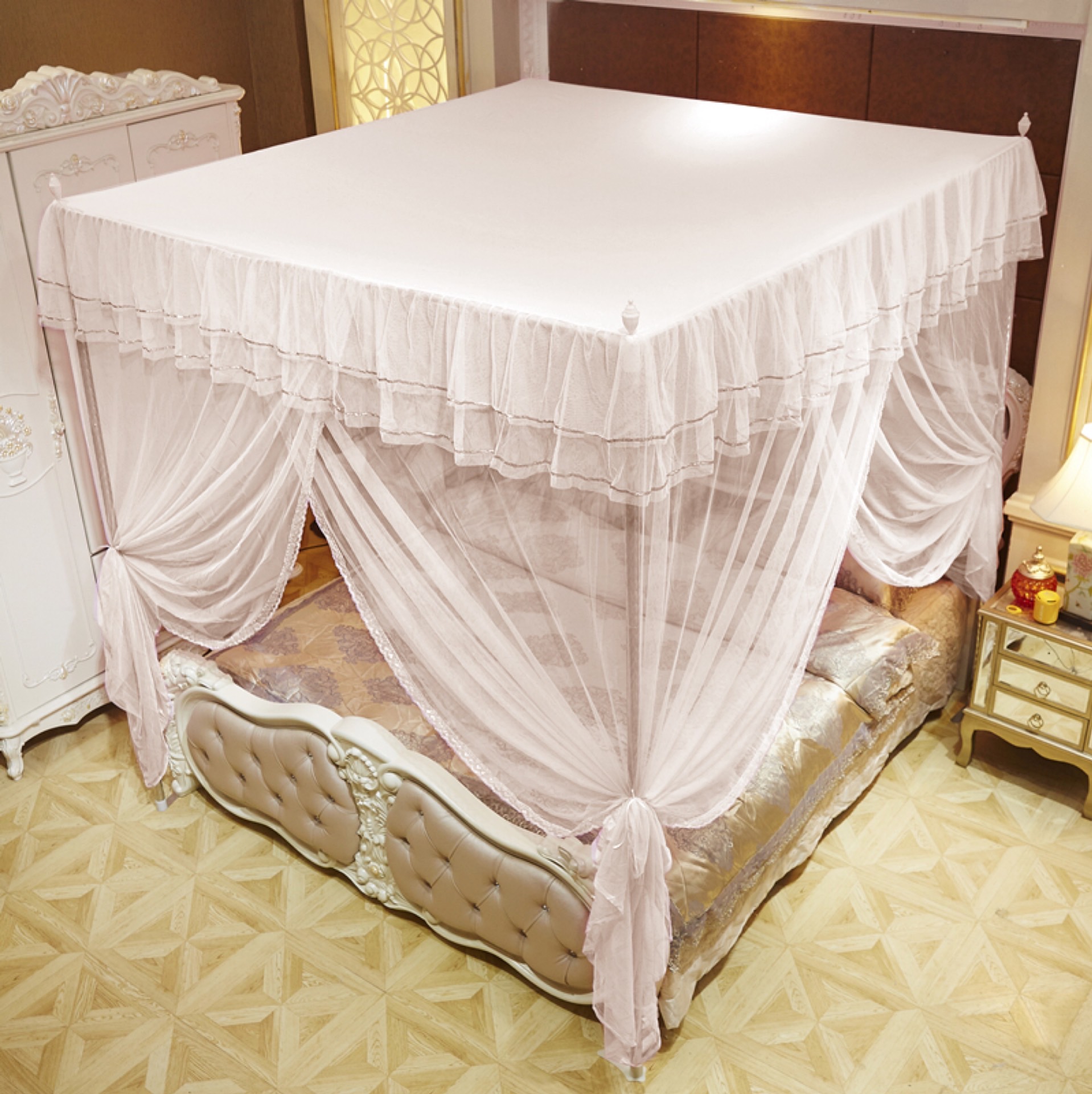 定做加大蚊帐防尘顶防灰布新款加厚加密单双人床家用1.2米1.5m1.8 - 图1