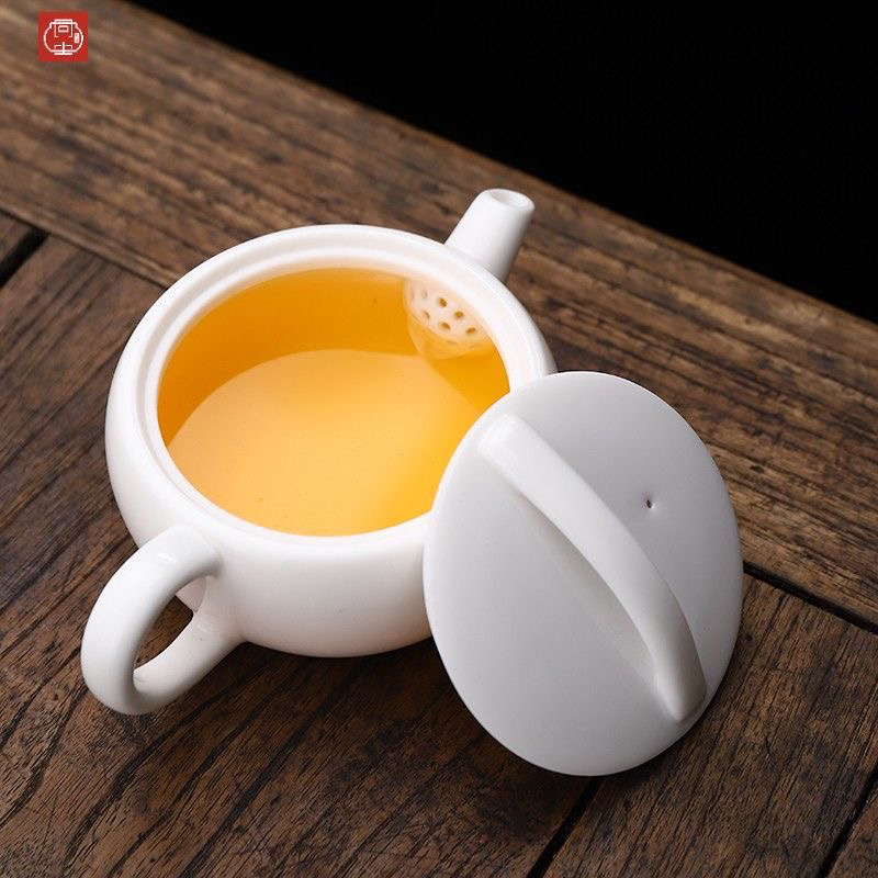 羊脂玉德化白瓷汉瓦壶陶瓷凤鸣壶手工网红豪华轻奢功夫泡茶壶单壶 - 图1