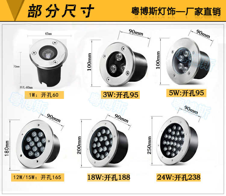 LED地埋灯户外防水室外圆形地面花园庭院别墅七彩嵌入式埋地射灯_虎窝淘