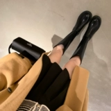 Милые флисовые эластичные высокие сапоги с молнией, ботинки