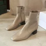 [Sheii su yinyin] мягкий и темперамент ~ корейская кожаная квадратная голова с толстыми сапогами на пятке