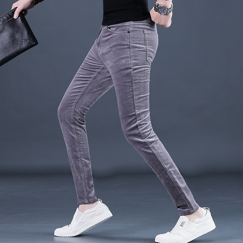 灯芯绒裤子男士休闲裤潮流修身小脚秋冬男装条绒长裤2025厚款男裤 - 图2