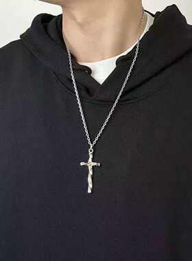 小众设计螺旋十字架项链嘻哈潮流