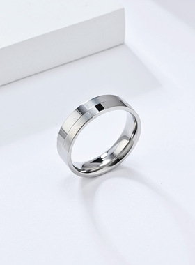 男士几何体钛钢戒指光面哑光