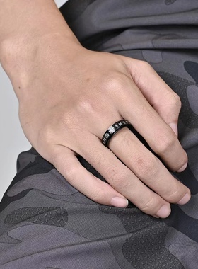 小众设计感男女钛钢雪花文字戒指