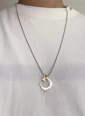 融化月亮男潮ins嘻哈项链