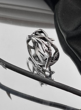 钛钢藤蔓荆棘戒指男指环