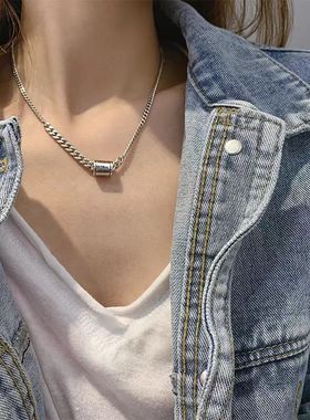 情侣钛钢圆柱字母项链