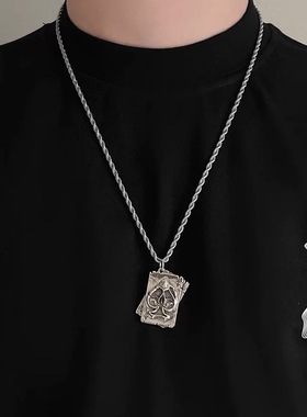 复古黑桃A扑克项链男士潮流