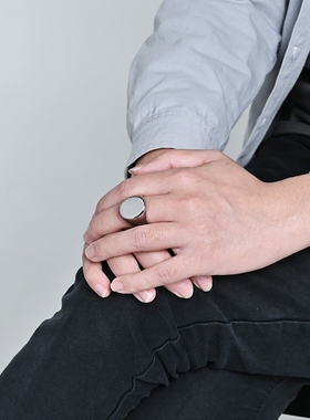 欧美简约椭圆钨钢戒指男士