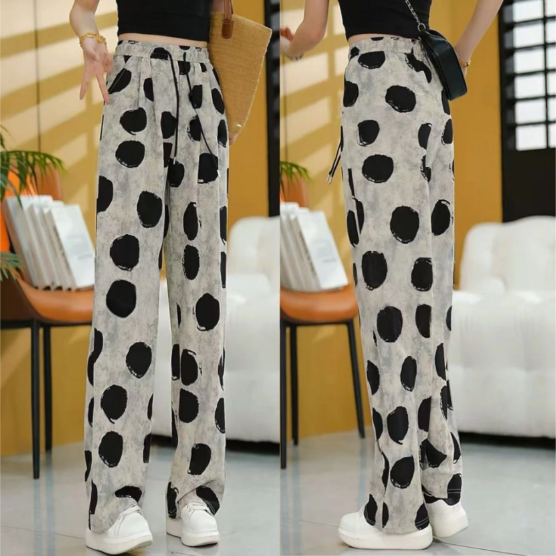 大码女装胖mm2025夏季薄款印花阔腿女休闲裤显瘦高腰宽松拖地裤子,淘宝优惠券,粉丝福利购,淘宝优惠卷