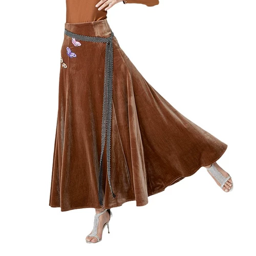 Бархатная весенняя юбка, бриллиантовый осенний ремень, яркий броский стиль