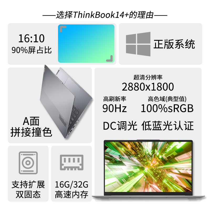 【旗舰新品】联想ThinkBook 14+/16+ 酷睿标压i5 4G独显超轻薄时尚学生游戏本商务办公高性能笔记本电脑IBM - 图0