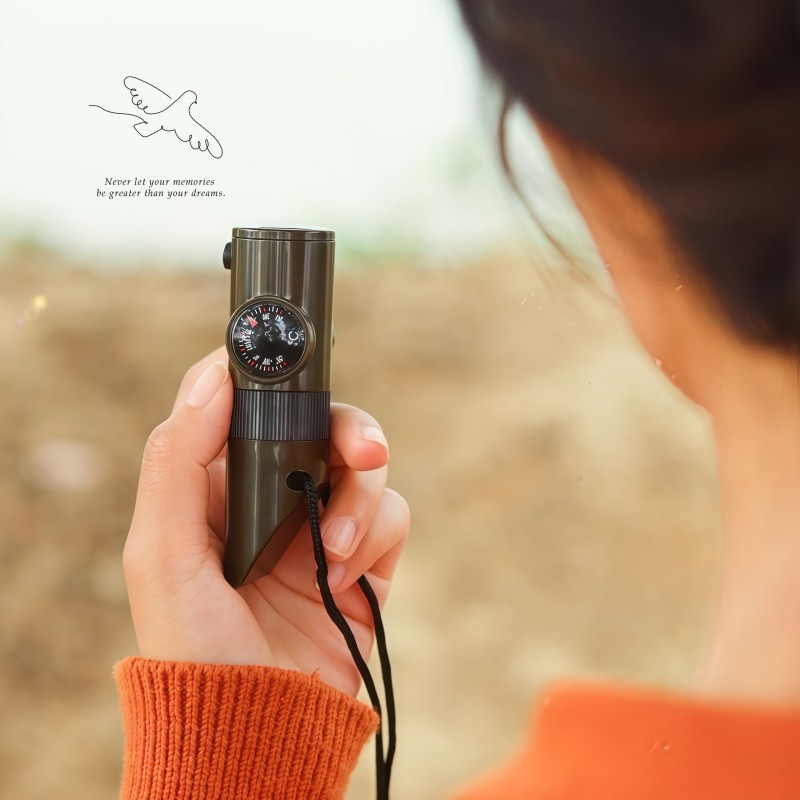 户外野营七合一多功能口哨 求生哨救生哨子 带LED灯温度计指南针,淘宝优惠券,粉丝福利购,淘宝优惠卷