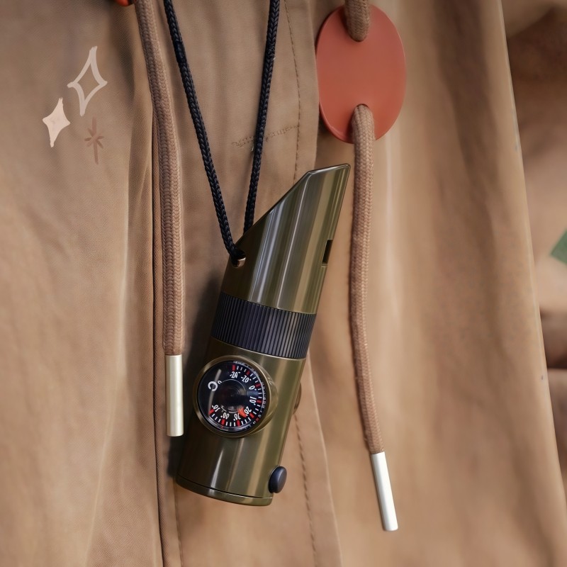 户外野营七合一多功能口哨 求生哨救生哨子 带LED灯温度计指南针,淘宝优惠券,粉丝福利购,淘宝优惠卷