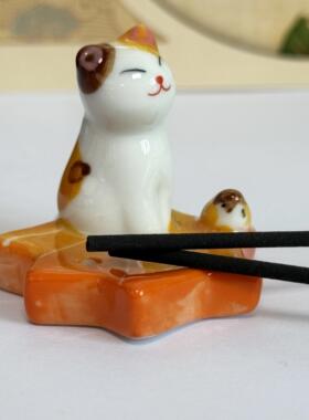日式香立 可爱的猫咪香插