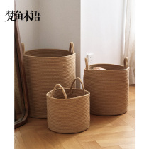 Van Fish Jute Dirty Laundry Basket Home High Face Value Dirty Laundry Containing Basket Lingerie Plush Toy Doll Containing Barrel