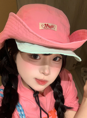 多巴胺拼色双帽檐登山帽夏季遮阳
