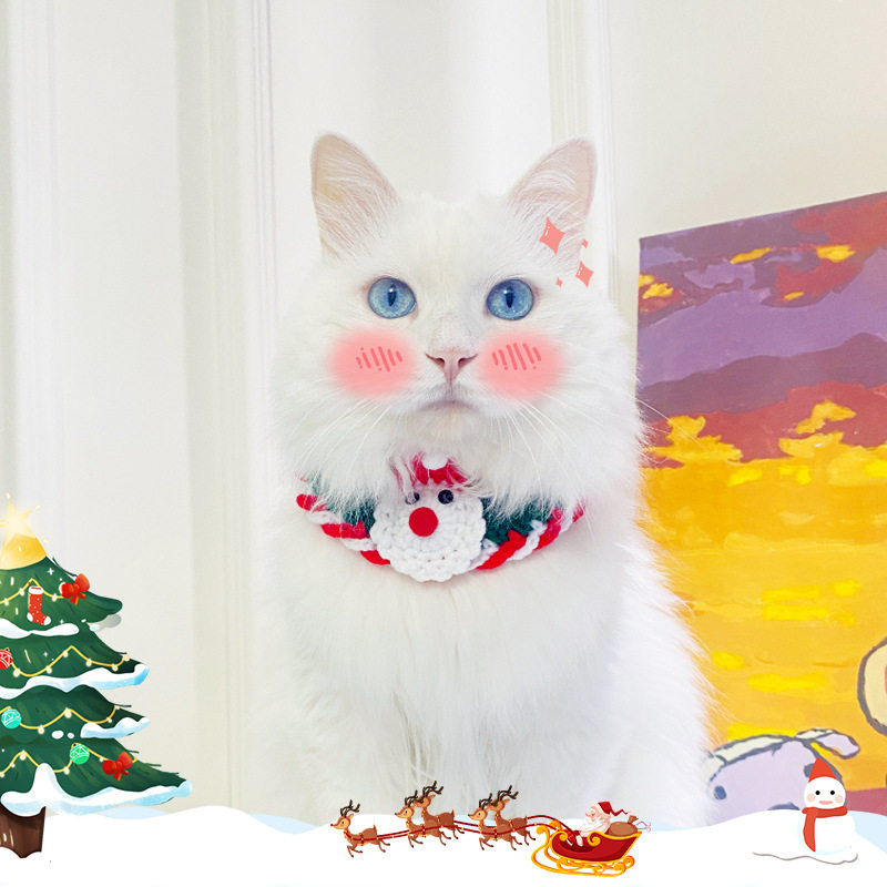 圣诞节猫咪狗狗手工编织围脖可爱口水巾节日装扮帽子服饰宠物围兜,淘宝优惠券,粉丝福利购,淘宝优惠卷