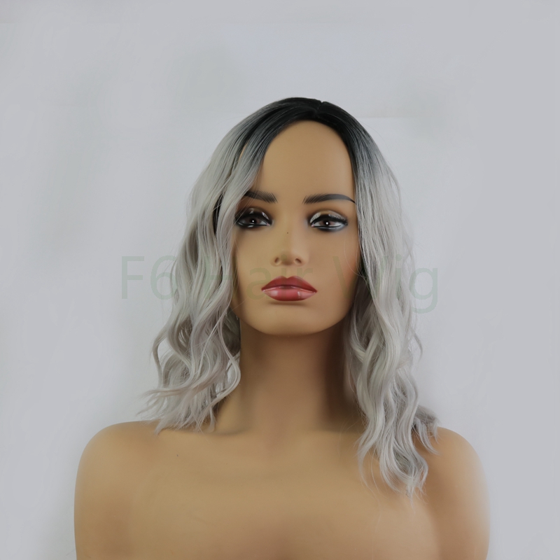 Curly Gray Wigs Short Bob Wig复古时尚奶奶灰假发波波头假发 - 图1