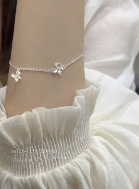 S925纯银栀子花双层手链新中式小清新甜美手串文艺气质女生手饰品