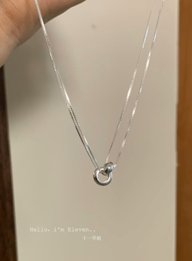环环相扣银白色双层项链女2026新款爆款简约高级感锁骨链百搭项链