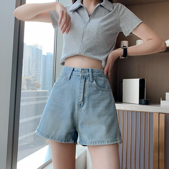 ຂະຫນາດຂະຫນາດໃຫຍ່ slit slim denim shorts for women summer 2024 new high waist fat MM loose A-line wide leg pants hot pants