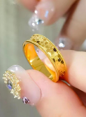 金店同款闪闪亮镜龙鳞戒指沙金厚镀情侣对戒鱼鳞指环不掉色首饰