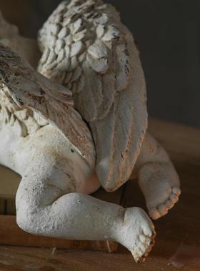 法式白色做旧天使雕塑摆件