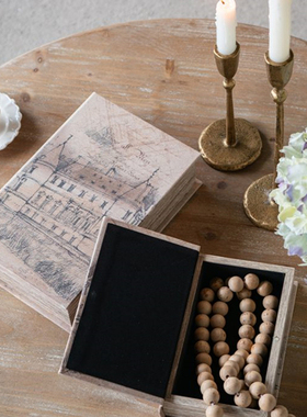 复古木质仿真书摆件收纳书盒道具