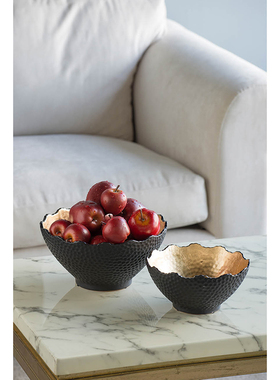 欧式风黑色陶瓷碗客厅茶几装饰品