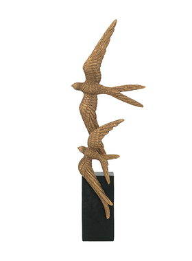 轻奢飞鸟仿木雕树脂摆件玄关