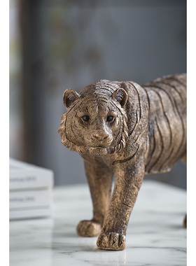 老虎桌面摆件树脂装饰欧式