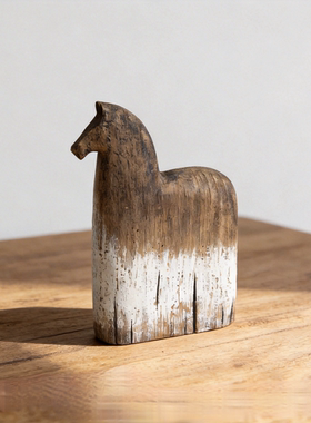 手工泡桐木质天鹅木马桌面摆件