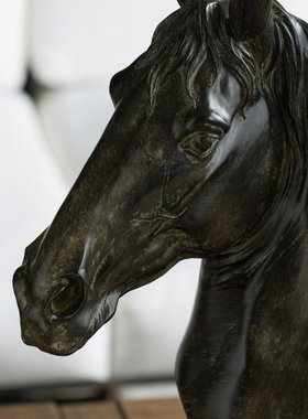 工艺复古树脂欧式风马头装饰摆件