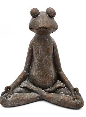 新中式禅意庭院摆件打坐青蛙树脂