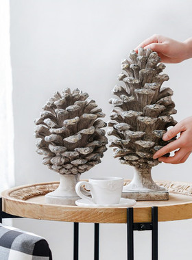 树脂松果装饰品美式书房桌面摆件