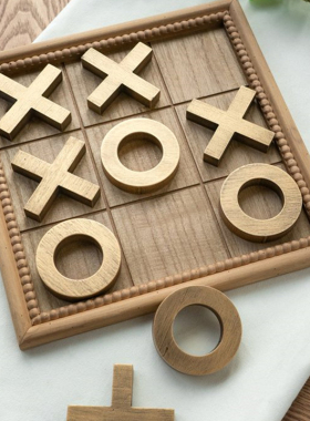 简约大理石实木棋盘桌面摆件