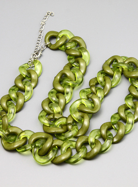 Y复古vintage橄榄绿树脂时尚造型项链毛衣链孤品